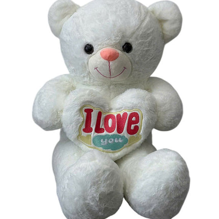 White Teddy Bear I Love You Heart