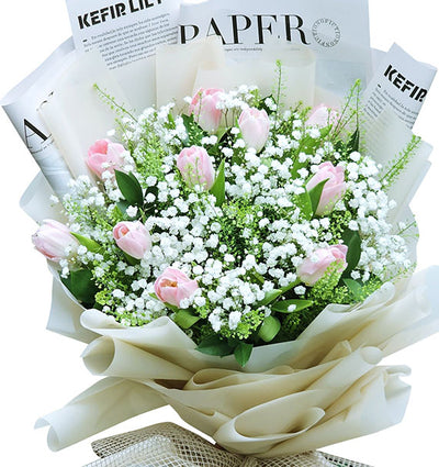 10 Baby Pink Tulips Bouquet