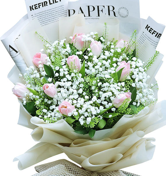 10 Baby Pink Tulips Bouquet Vietnam