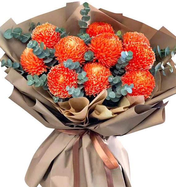 10 Orange Peony Chrysanthemum Bouquet Vietnam