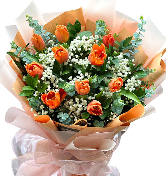10 Orange Tulips Bouquet Vietnam