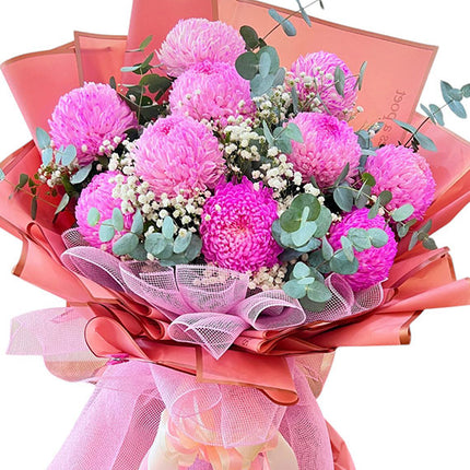 10 Pink Peony Chrysanthemum Bouquet Vietnam