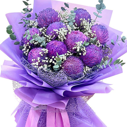 10 Purple Peony Chrysanthemum Bouquet Vietnam