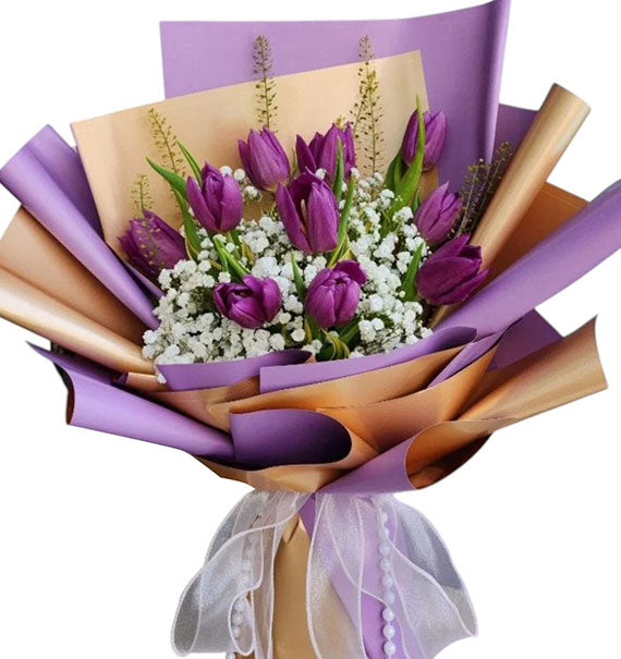 10 Purple Tulips Bouquet Vietnam