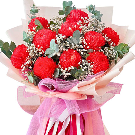 10 Red Peony Chrysanthemum Bouquet Vietnam