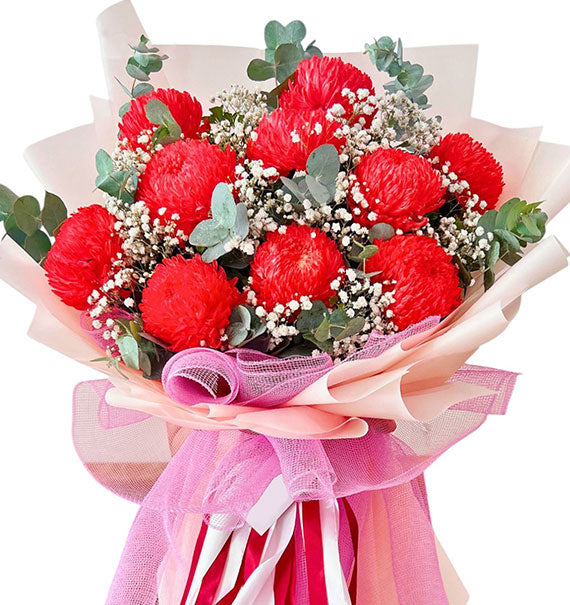 10 Red Peony Chrysanthemum Bouquet Vietnam