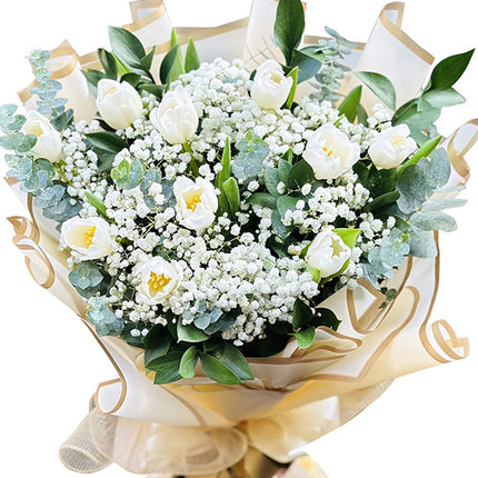 10 White Tulips Bouquet Vietnam