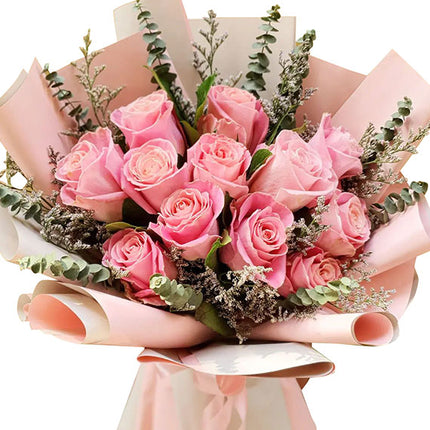 12 Pink Ecuadorian Roses Bouquet Vietnam