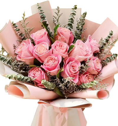 12 Pink Ecuadorian Roses Bouquet (Pre-Order)