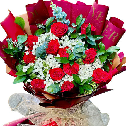 12 Red Roses Bouquet For Valentine Vietnam