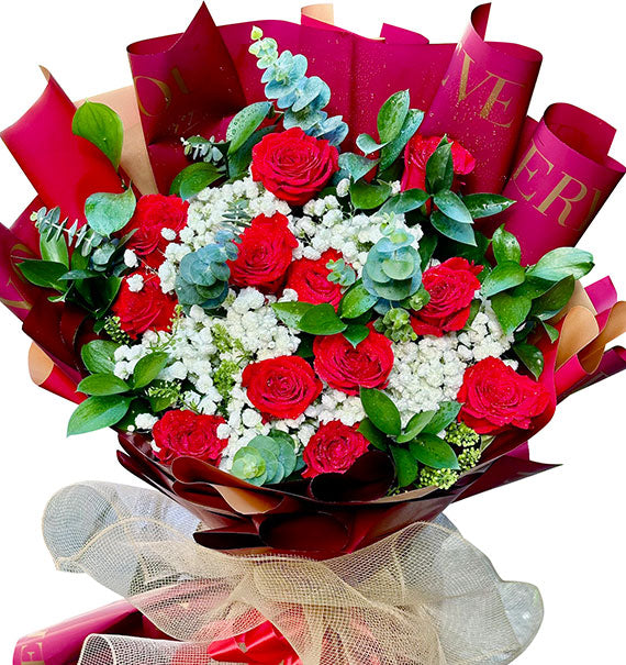 12 Red Roses Bouquet For Valentine Vietnam