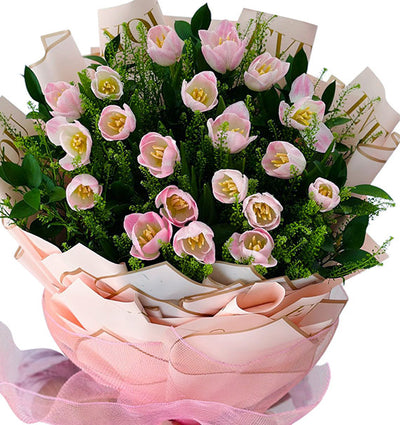 20 Baby Pink Tulips Bouquet