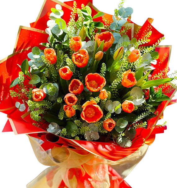 20 Orange Tulips Bouquet Vietnam