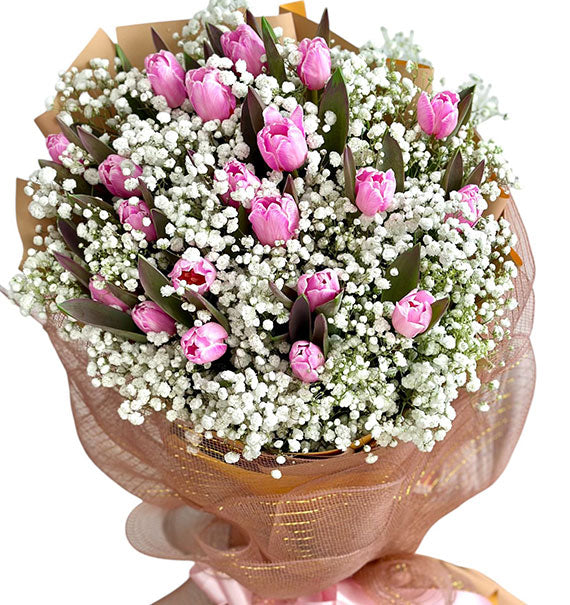 20 Pink Tulips Bouquet Vietnam