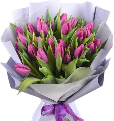 20 Purple Tulips Bouquet