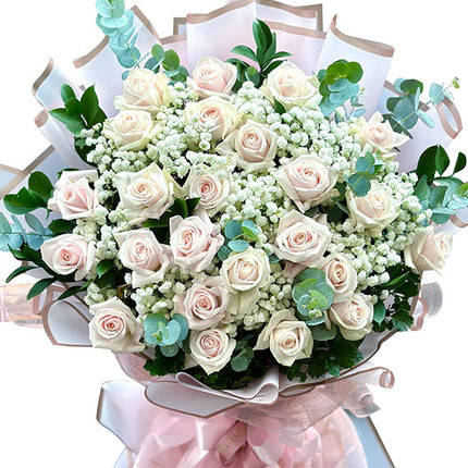 24 Peach Roses Bouquet For Valentine Vietnam