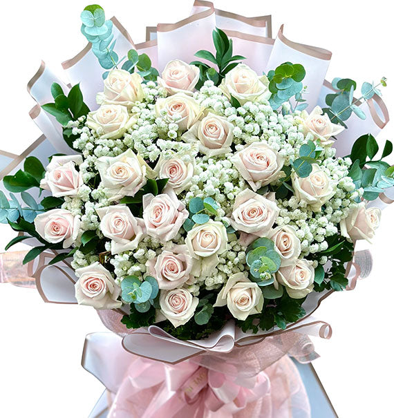 24 Peach Roses Bouquet For Valentine Vietnam