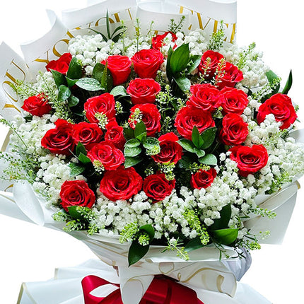 24 Red Roses Bouquet For Mother’s Day Vietnam