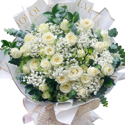 24 White Roses Bouquet For Mother’s Day Vietnam