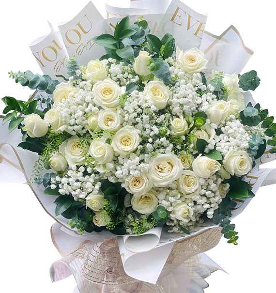 24 White Roses Bouquet For Mother’s Day Vietnam