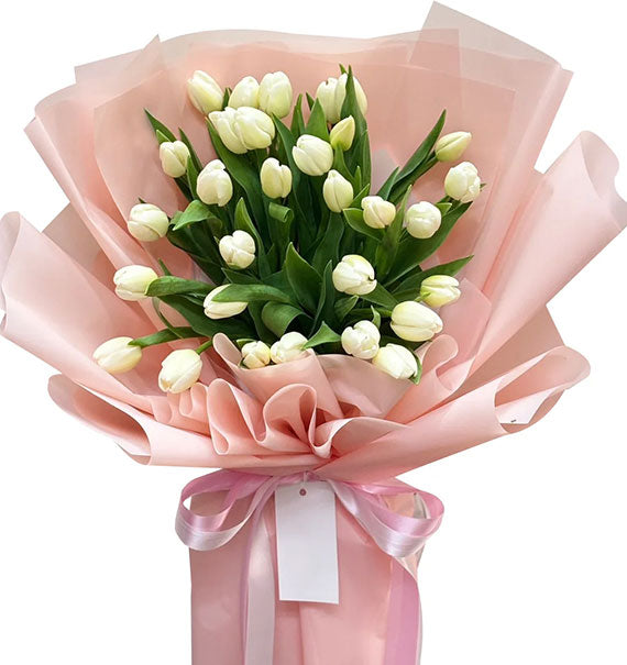 30 White Tulips Bouquet Vietnam