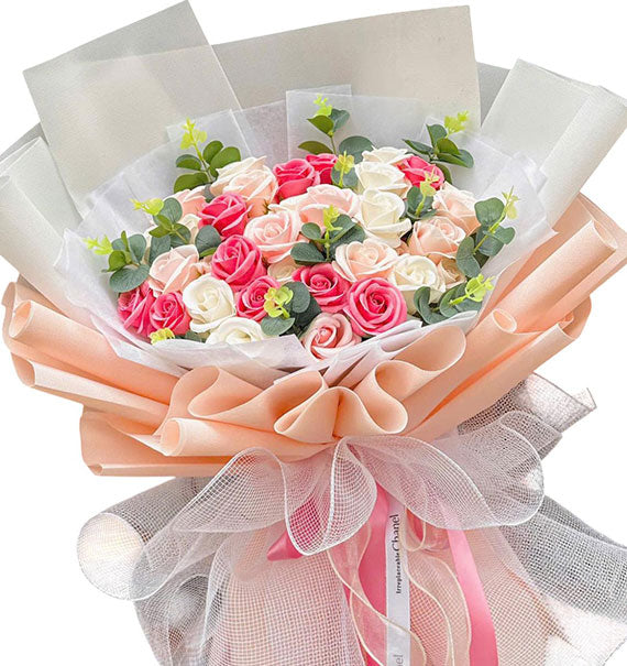 36 Mixed Waxed Roses Bouquet Vietnam