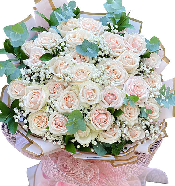 36 Peach Roses Bouquet For Valentine Vietnam