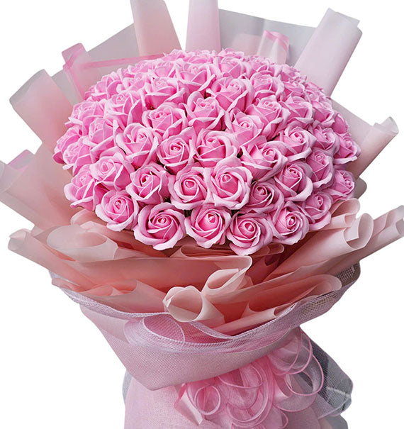 36 Pink Waxed Roses Bouquet Vietnam