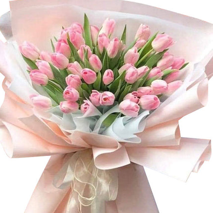 40 Pink Tulips Bouquet Vietnam