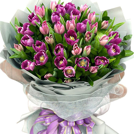 40 Purple Tulips Bouquet Vietnam