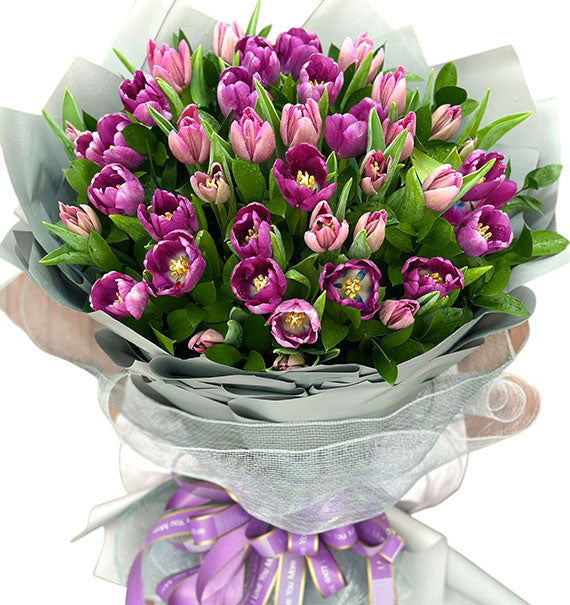 40 Purple Tulips Bouquet Vietnam