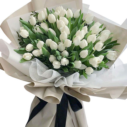 40 White Tulips Bouquet Vietnam
