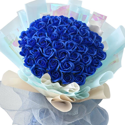 48 Blue Waxed Roses Bouquet Vietnam