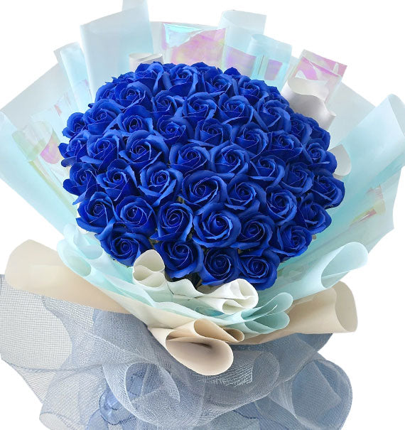 48 Blue Waxed Roses Bouquet Vietnam