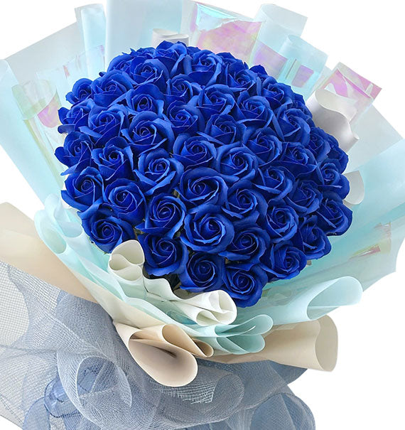 48 Blue Waxed Roses For Women's Day Vietnam