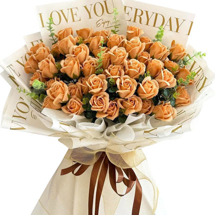 48 Cappuccino Waxed Roses Bouquet Vietnam