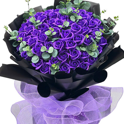 48 Purple Waxed Roses Bouquet Vietnam