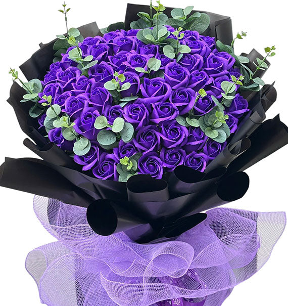 48 Purple Waxed Roses Bouquet Vietnam
