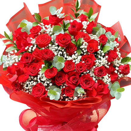 48 Red Roses Bouquet For Valentine Vietnam