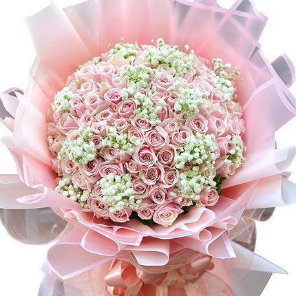 99 Peach Roses Bouquet For Mother’s Day Vietnam