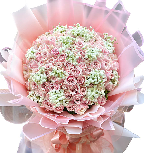 99 Peach Roses Bouquet For Mother’s Day Vietnam