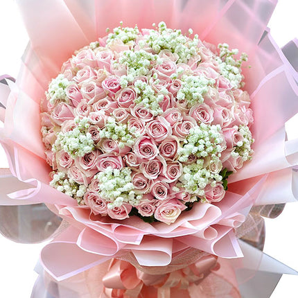 99 Peach Roses Bouquet For Valentine Vietnam