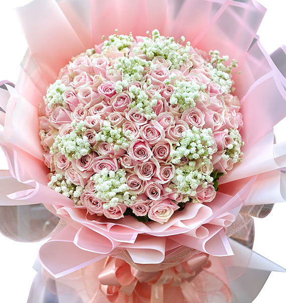 99 Peach Roses Bouquet For Valentine Vietnam