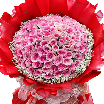 99 Pink Roses Bouquet For Valentine Vietnam
