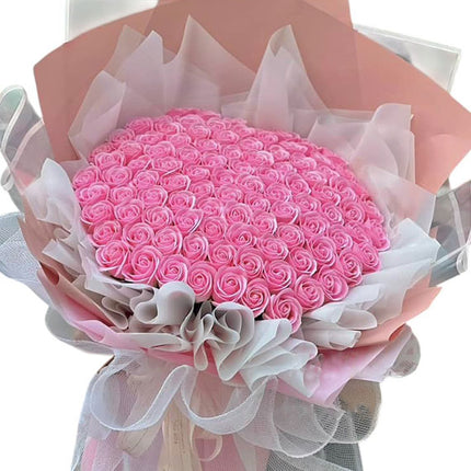 99 Pink Waxed Roses Bouquet Vietnam