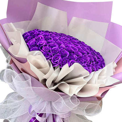 99 Purple Waxed Roses Bouquet Vietnam