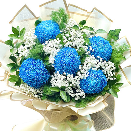 Blue Peony Chrysanthemum Bouquet Vietnam
