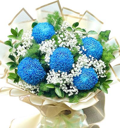 Blue Peony Chrys Bouquet