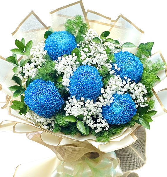 Blue Peony Chrysanthemum Bouquet Vietnam