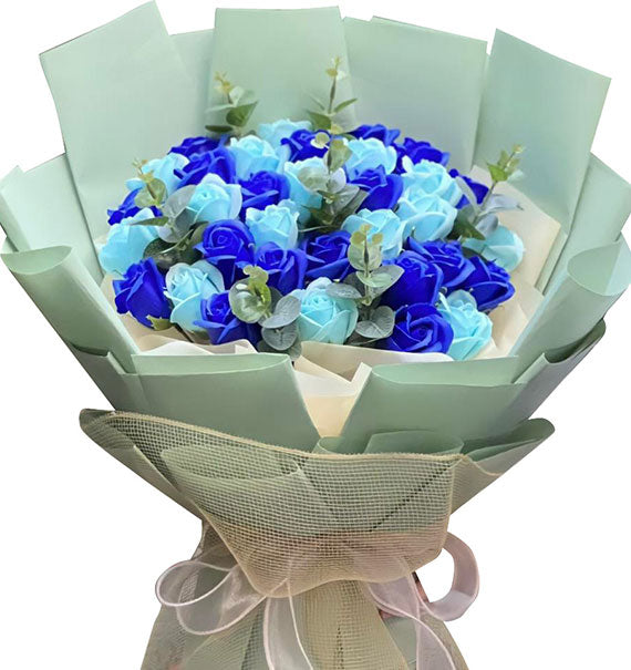 Blue Waxed Roses Bouquet Vietnam